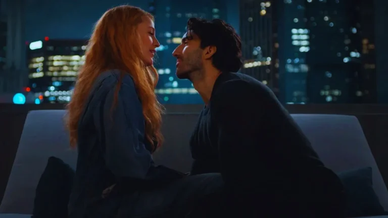 Blake Lively and Justin Baldoni share an intense rooftop moment in It Ends With Us scene.