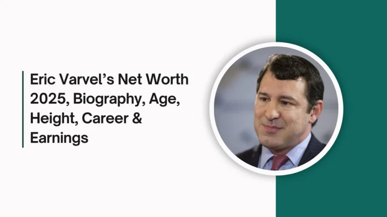 Eric Varvel in a suit, smiling, featured in an article about his net worth, career, and achievements