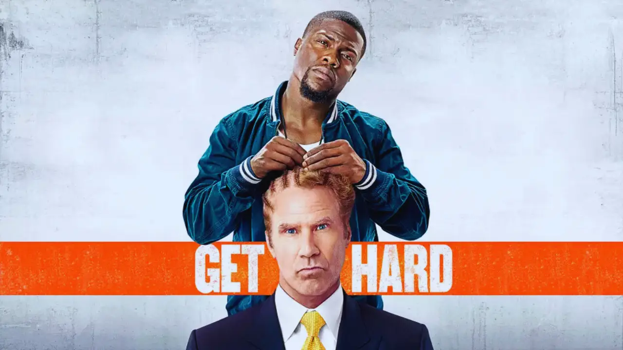 Kevin Hart and Will Ferrell in Get Hard poster promoting the comedy film.