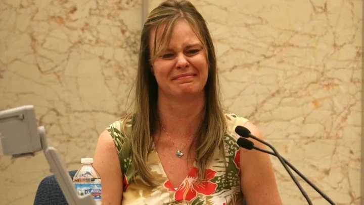 Emotional Hailey Sisco crying while testifying in court during her mother Dana Chandler’s murder trial.