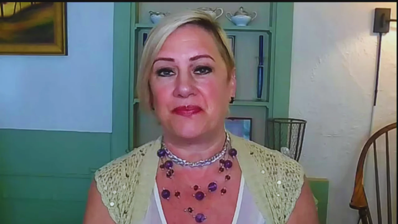 Domestic violence survivor Kate Ranta advocating for gun reform in a video interview.