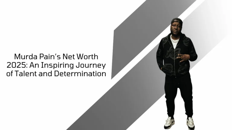 Murda Pain posing in casual outfit with title about his net worth and inspiring career journey in 2025