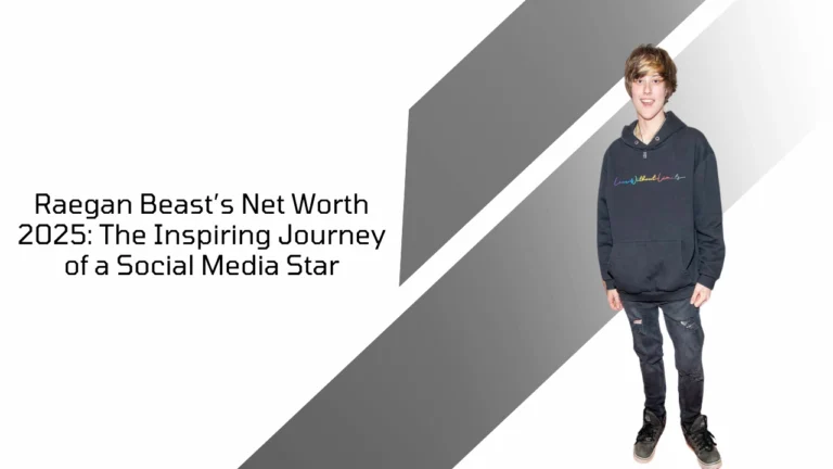 Raegan Beast’s Net Worth 2025 banner with Raegan in casual outfit, inspiring social media star image
