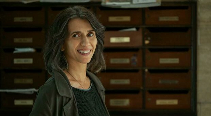 Actress Teresa Saponangelo smiles as Sara Morozzi in Netflix’s Sara: Woman in the Shadows.