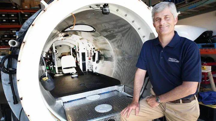 Stockton Rush beside Titan submersible during OceanGate operations.