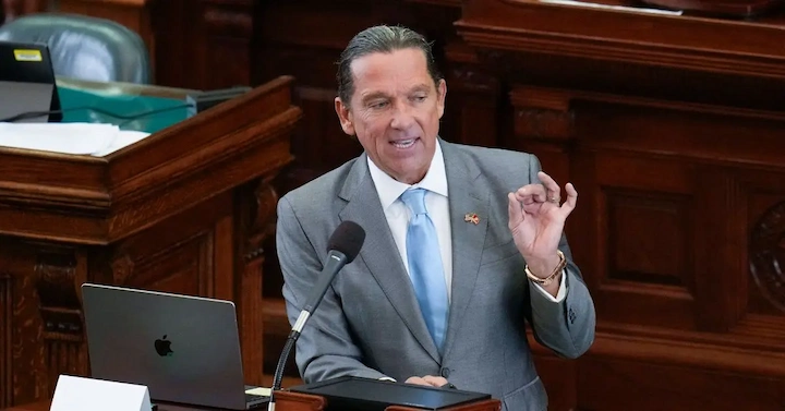 Tony Buzbee smiling in blue suit, Net Worth 2025 success story headline image.