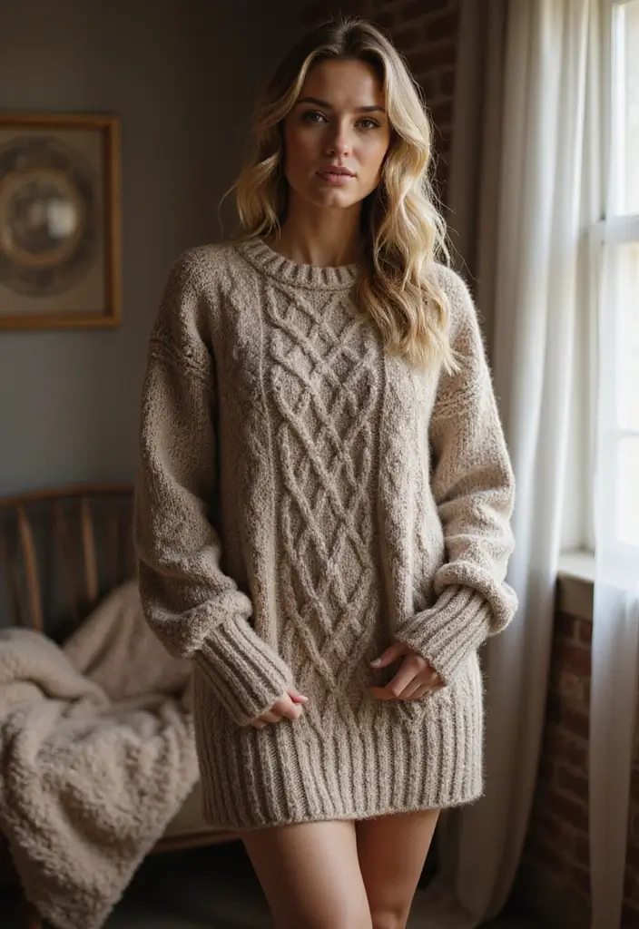 25 Casual Winter Dresses You Can Actually Wear Daily - 1. Chunky Knit Sweater Dress
