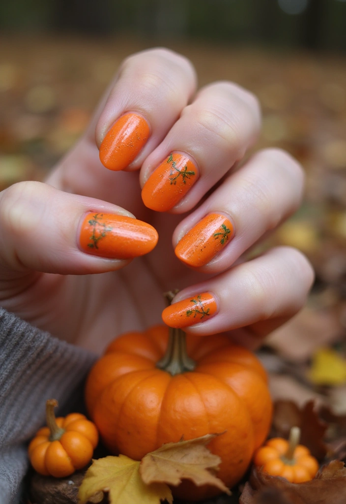 25 Spooky-Chic Nail Designs for October Vibes - 1. Haunted Pumpkin Patch