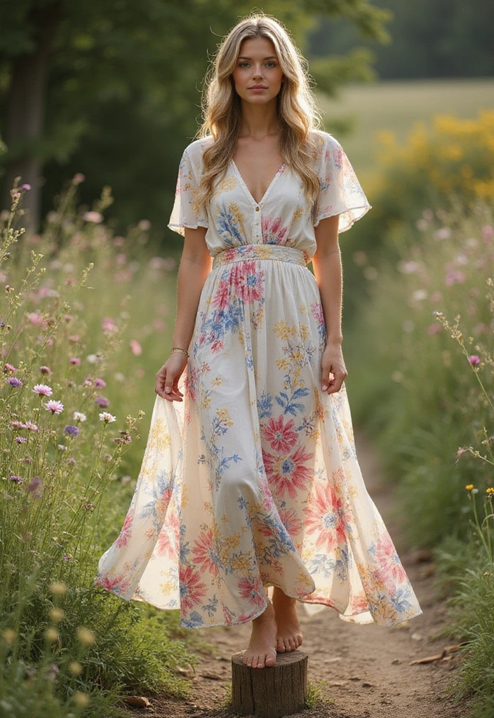 26 Boho Dress Styles That Are Trending on Pinterest - 1. Floral Burst Maxi Dress