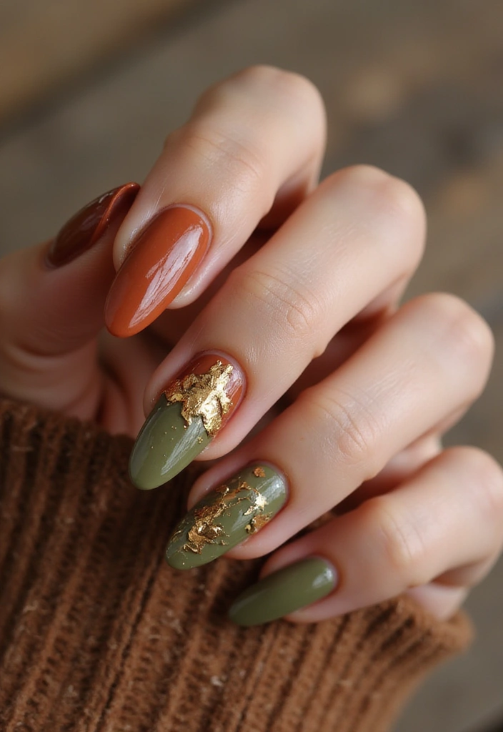27 Stunning Nail Art Ideas That Will Be Everywhere This Fall - 1. Earthy Tones with Gold Accents