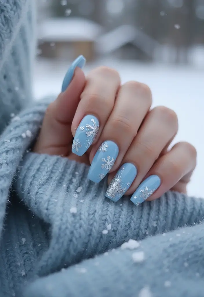 28 Chic Winter Nail Designs That Feel Cozy and Stylish - 1. Icy Blues with Glitter