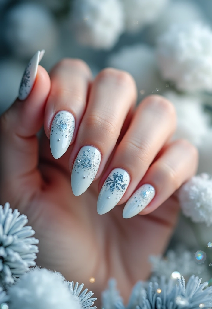 28 Glitter Nail Ideas That Light Up Your December Nights - 1. Frosty Winter Wonderland