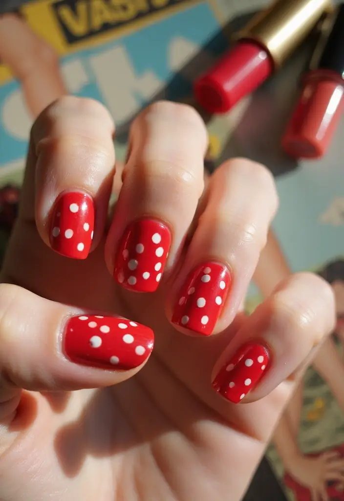 30 Fresh Nail Designs to Kick Off January in Style - 1. Classic Red with Polka Dots
