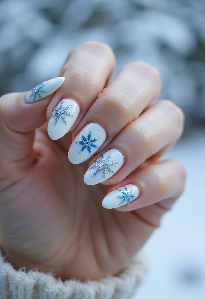 30 Sparkly Holiday Nail Designs Perfect for December Parties - 1. Snowy Winter Wonderland
